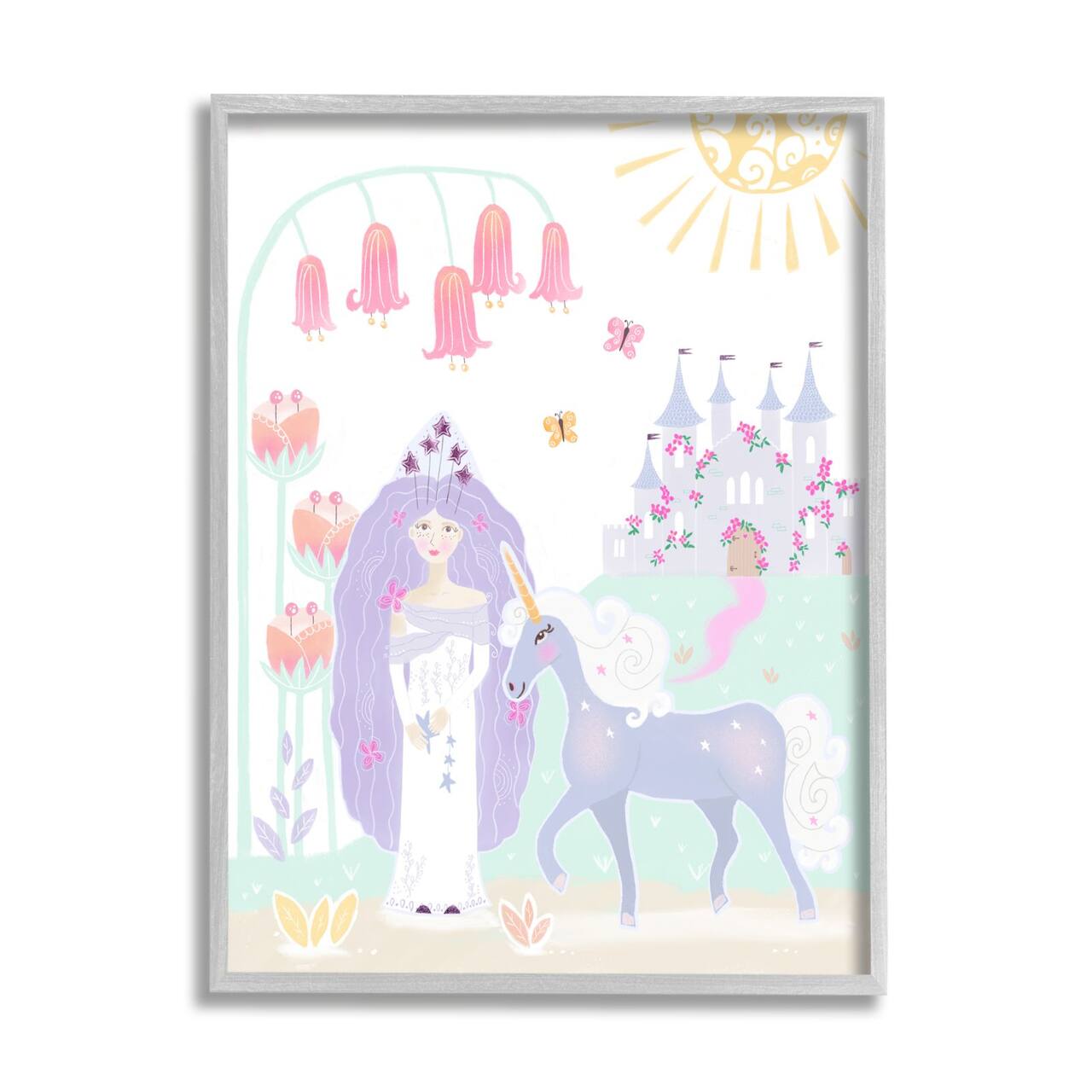 Stupell Industries Children's Princess and Unicorn Magical Fairy Tale Castle Framed Wall Art